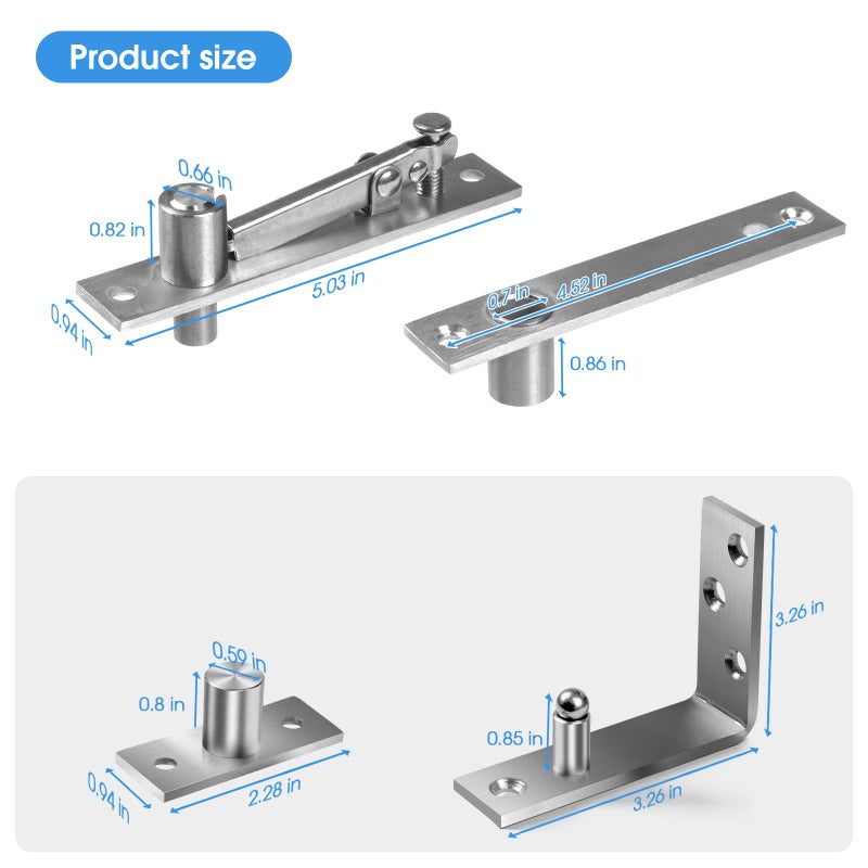 Aglehome Pivot Hinge  Heavy Duty Pivot Door Hardware for Hidden Door Bookcase Hidden Door Hinge for Wood Secret Door 180 Degree Rotation Stainless Steel Invisible Pivot Hinge System - L Shape - Image 4